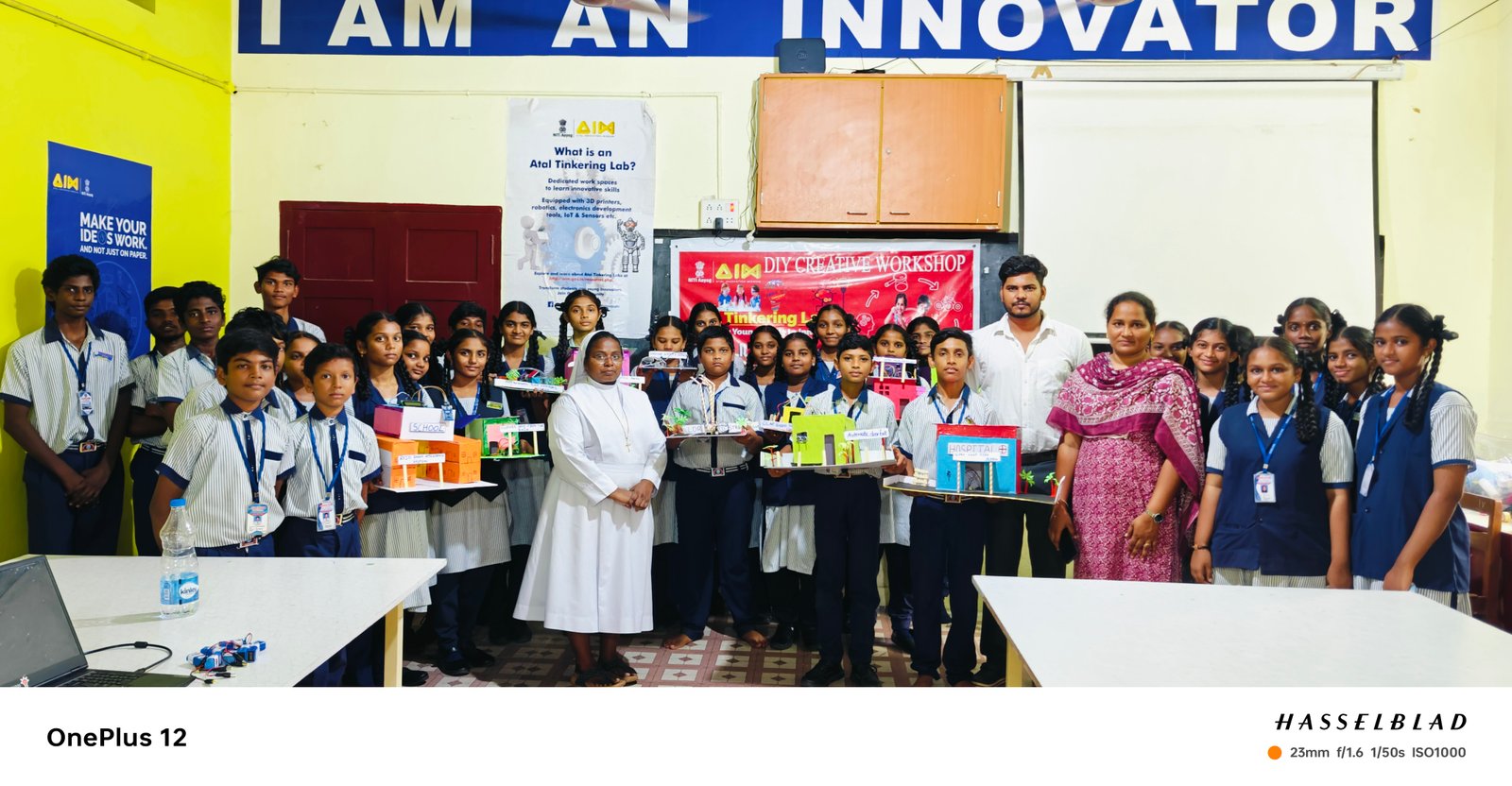 Students participating in a robotics workshop
